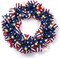 24-inch patriotic wreath in red, white, and blue with a burlap bow and built-in lights, designed for front doors or home décor, perfect for Independence Day, Memorial Day, and other national holiday celebrations.